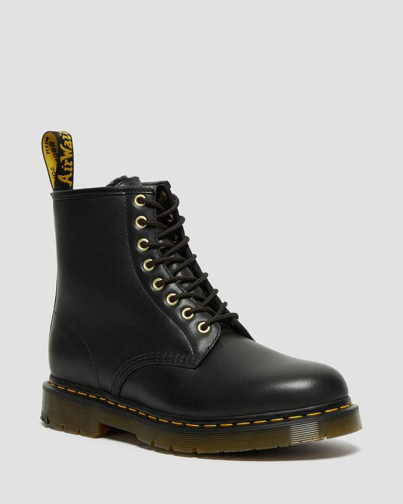 Black Men\'s Dr Martens 1460 DM\'s Wintergrip Leather Lace Up Boots | CA 508NWY